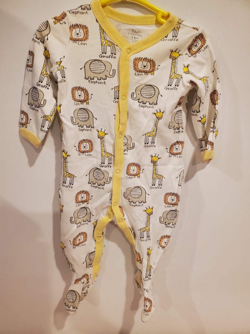 Koala Kids 3-6 Month Button Up Animal Print Footie